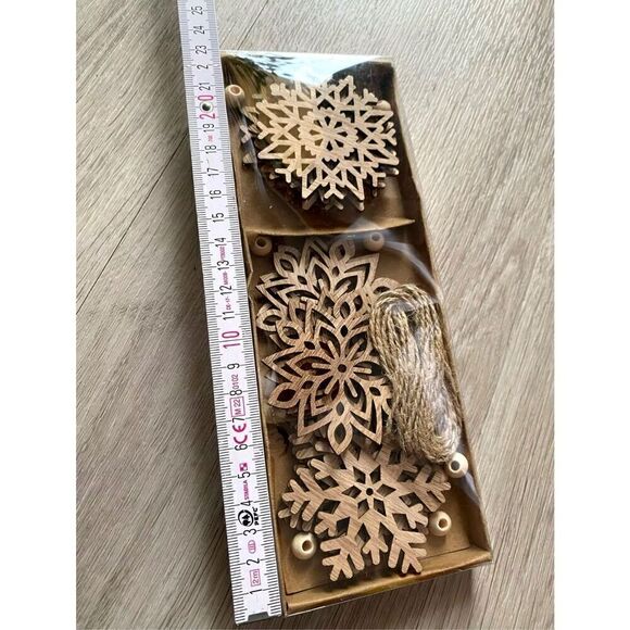Wooden Snowflake Ornaments Lasercut Christmas Holiday Decoration Gift Present - Picture 3 of 3